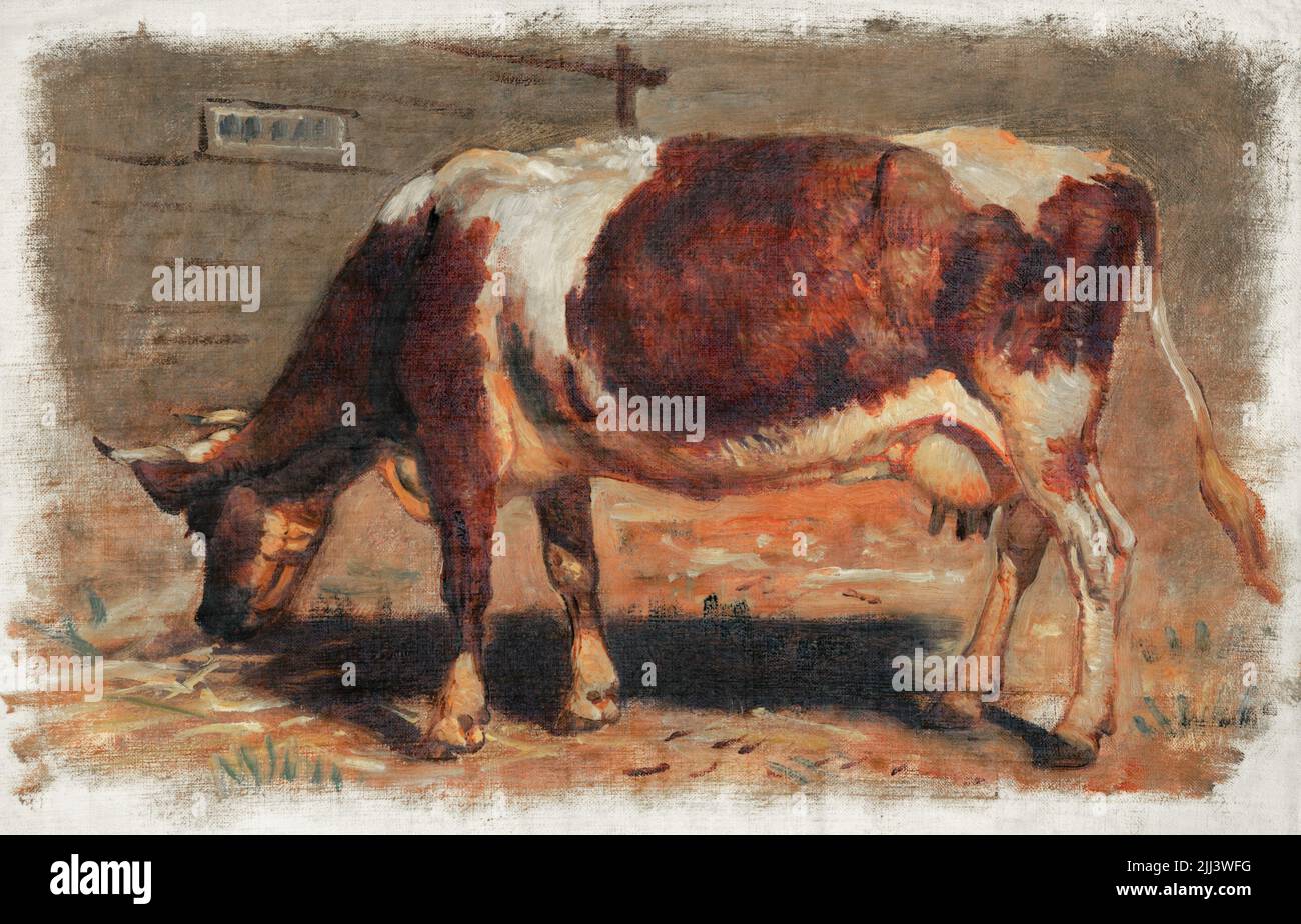 Study of a Grazing Cow (1876) by Samuel Colman. Original from The Smithsonian Institution. Digitally enhanced by rawpixel. Stock Photo