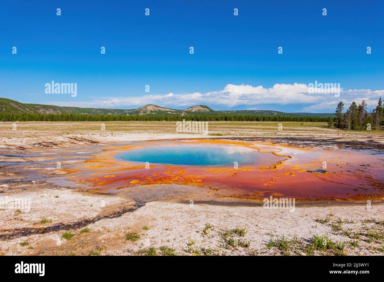 Sunny view of the beautiful Opal Pool at Wyoming Stock Photo