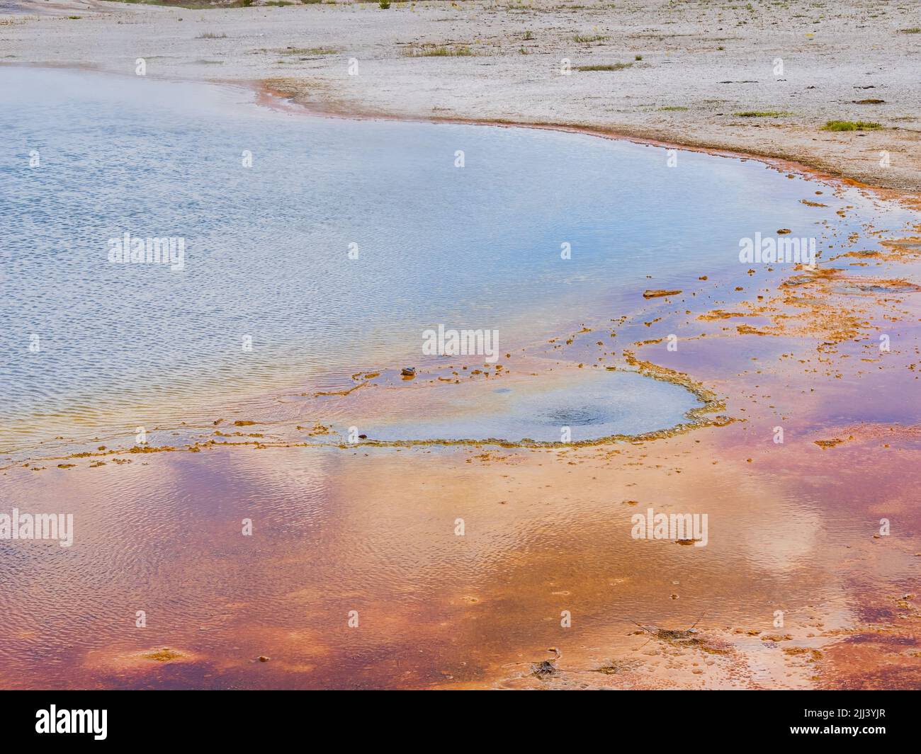 Sunny view of the landscape of Rainbow Pool of Black Sand Basin at Wyoming Stock Photo