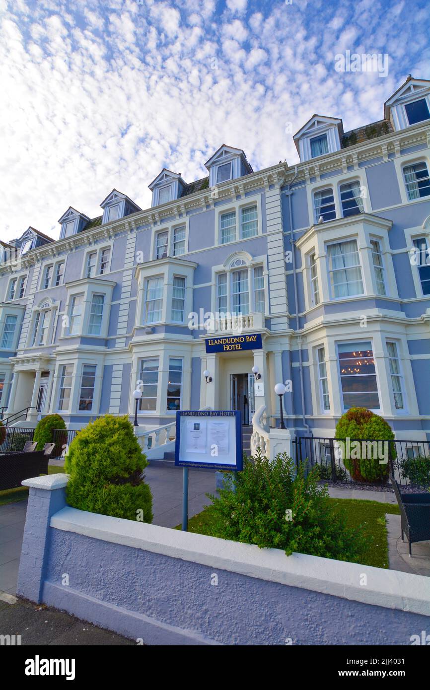 Llandudno Guest houses on the seafront promenade North Wales UK Stock Photo