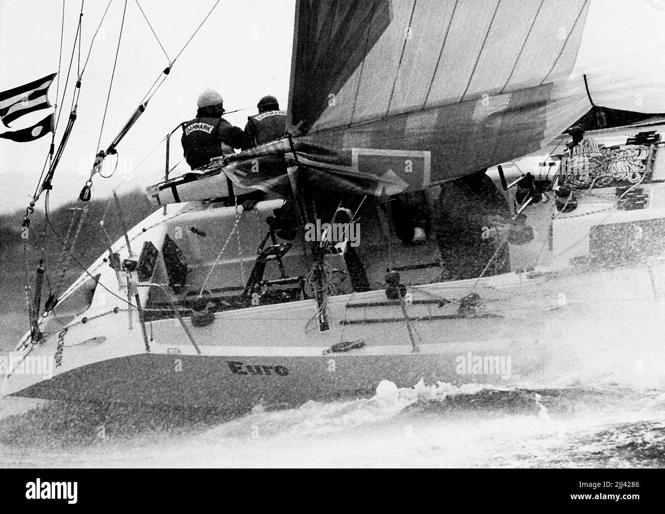 AJAXNETPHOTO. 1985. SOLENT, ENGLAND. - ADMIRAL'S CUP - EURO, MEMBER OF DANISH TEAM, A START OF CHANNEL RACE. PHOTO:JONATHAN EASTLAND/AJAX REF:340 222904 11 Stock Photo