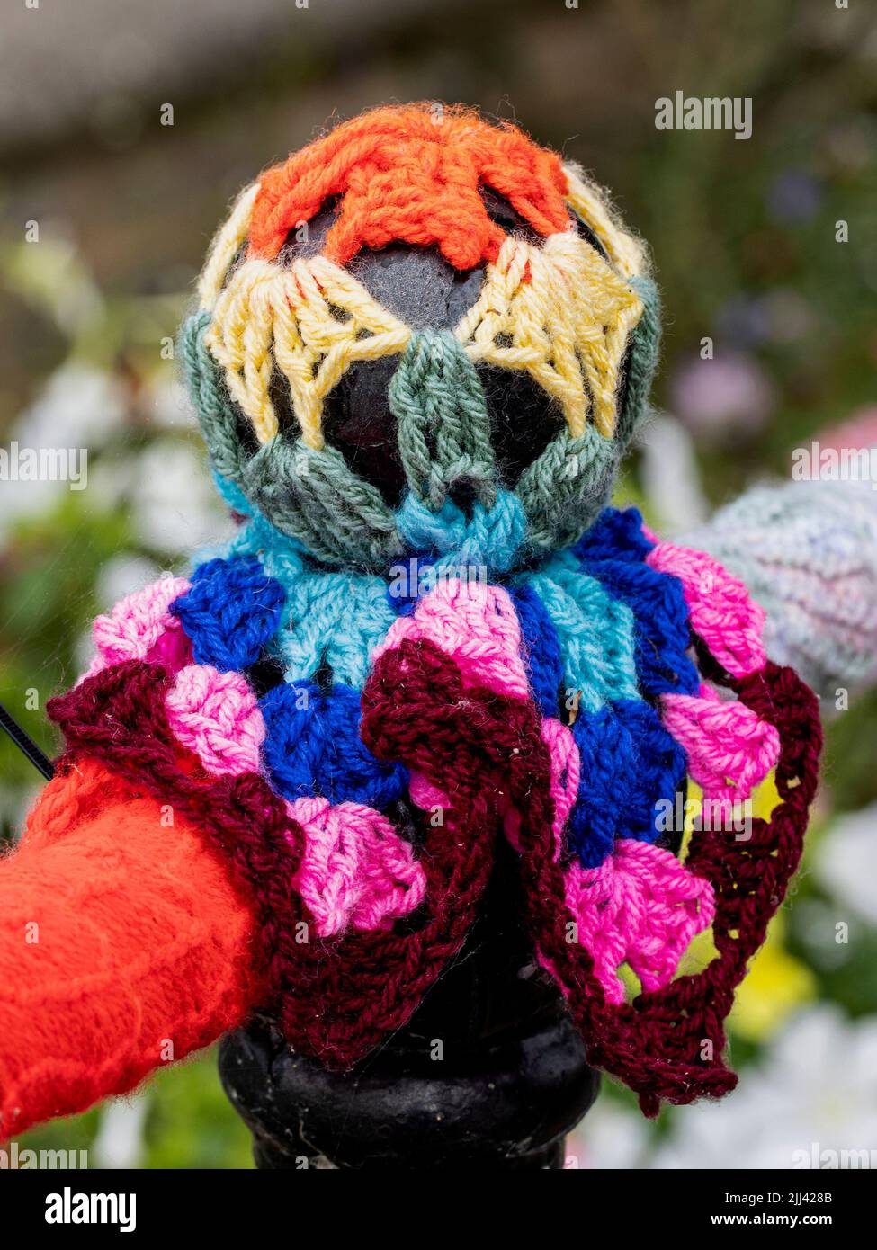Yarn bombing - St Ives, Cambs Stock Photo