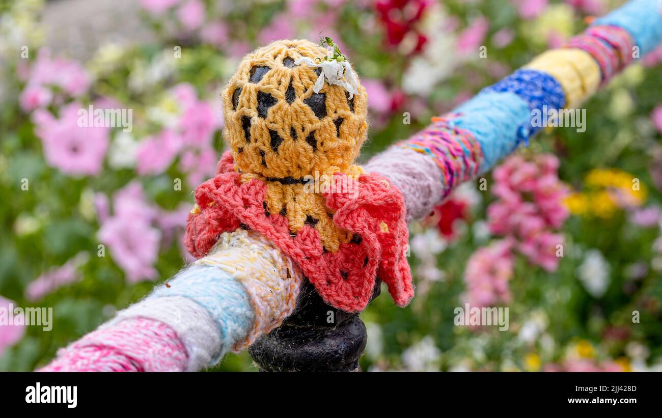 Yarn bombing - St Ives, Cambs Stock Photo