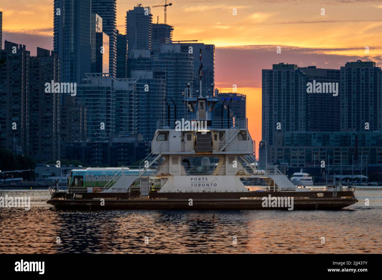 Ferry connecting Toronto downtown to Billy Bishop airport on Toronto Island, lake Ontario, Canada Stock Photo