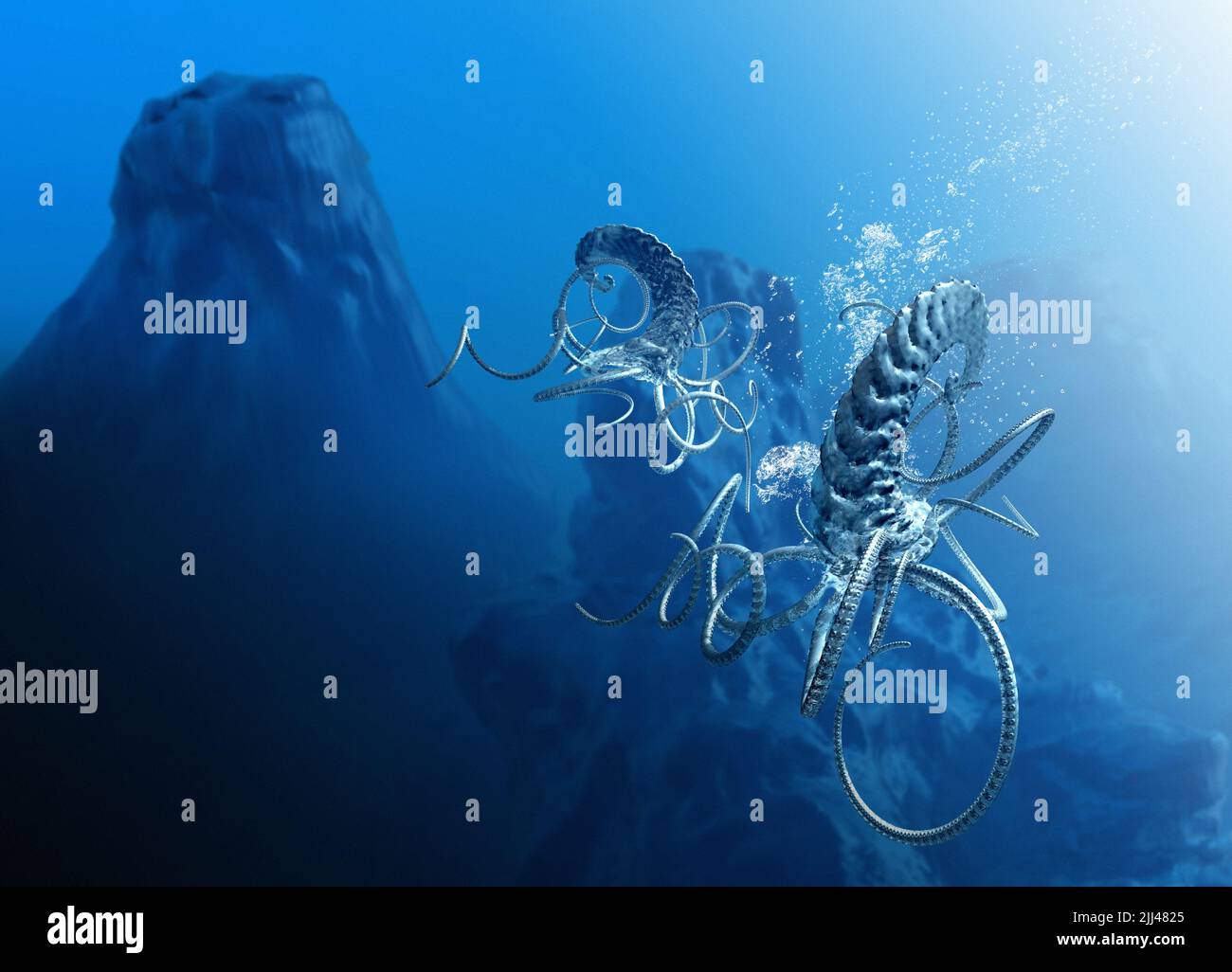 Life in Europa's ocean, conceptual illustration. Stock Photo