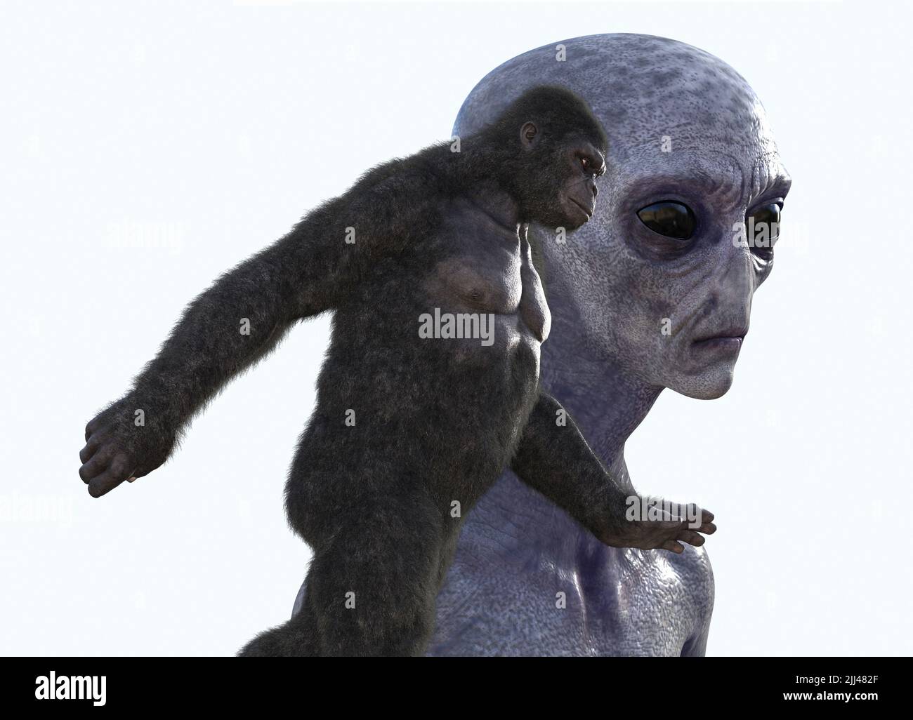 Ape and alien, illustration. Stock Photo