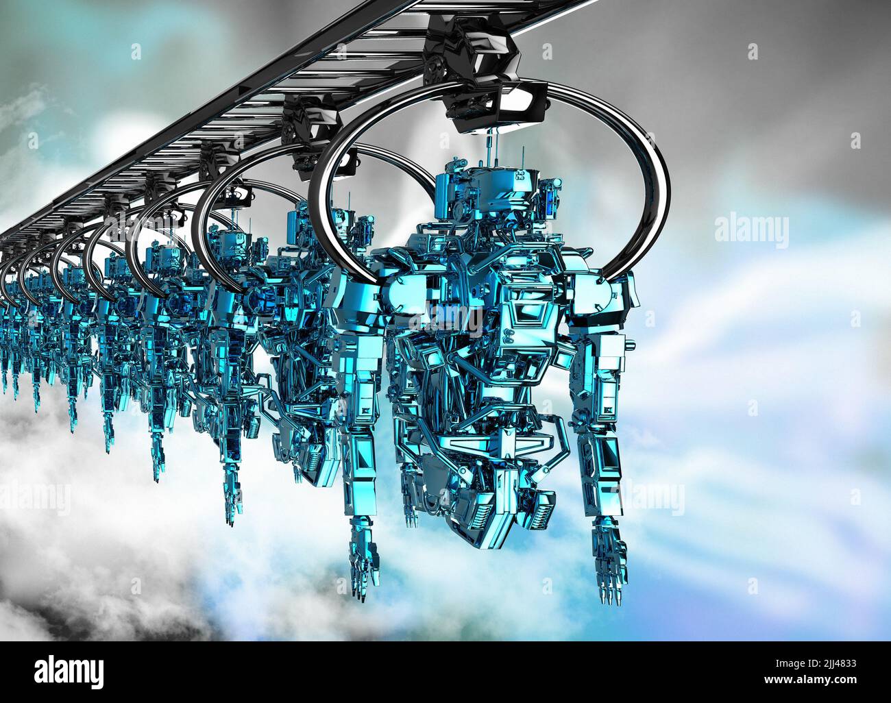 Robot manufacturing, illustration. Stock Photo