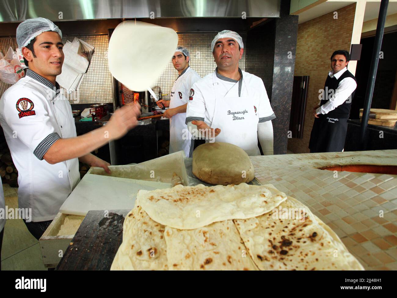 Baker Making Turkish Pita Bread in Tandoor Clay Oven. Baking Process Stock  Image - Image of bakery, grain: 134048681