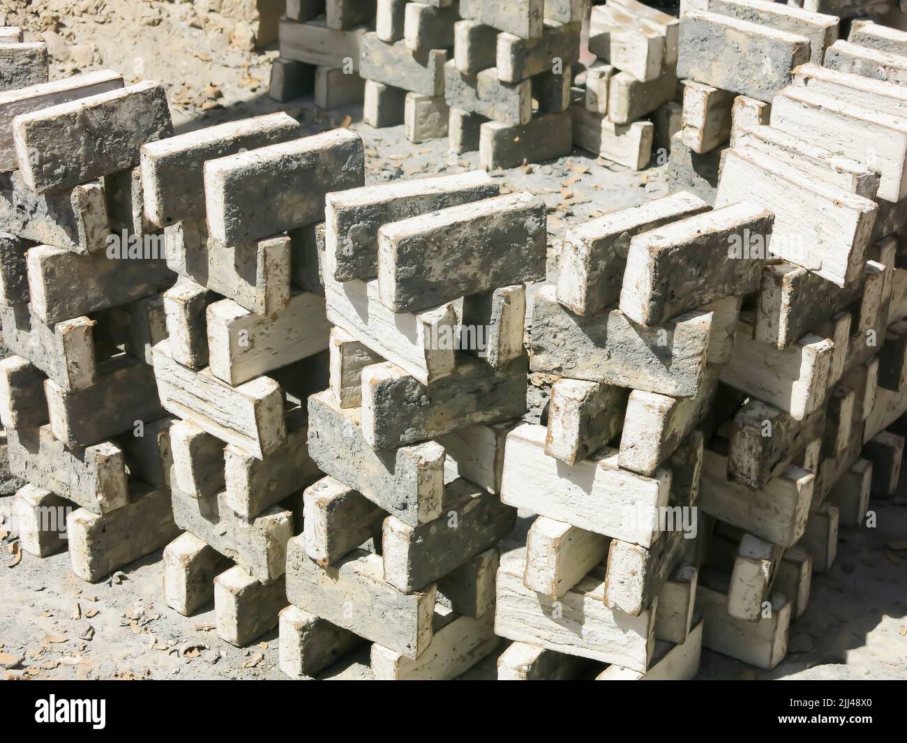 Handmade Bricks in Small Factory - Tozeur, Tunisia Stock Photo