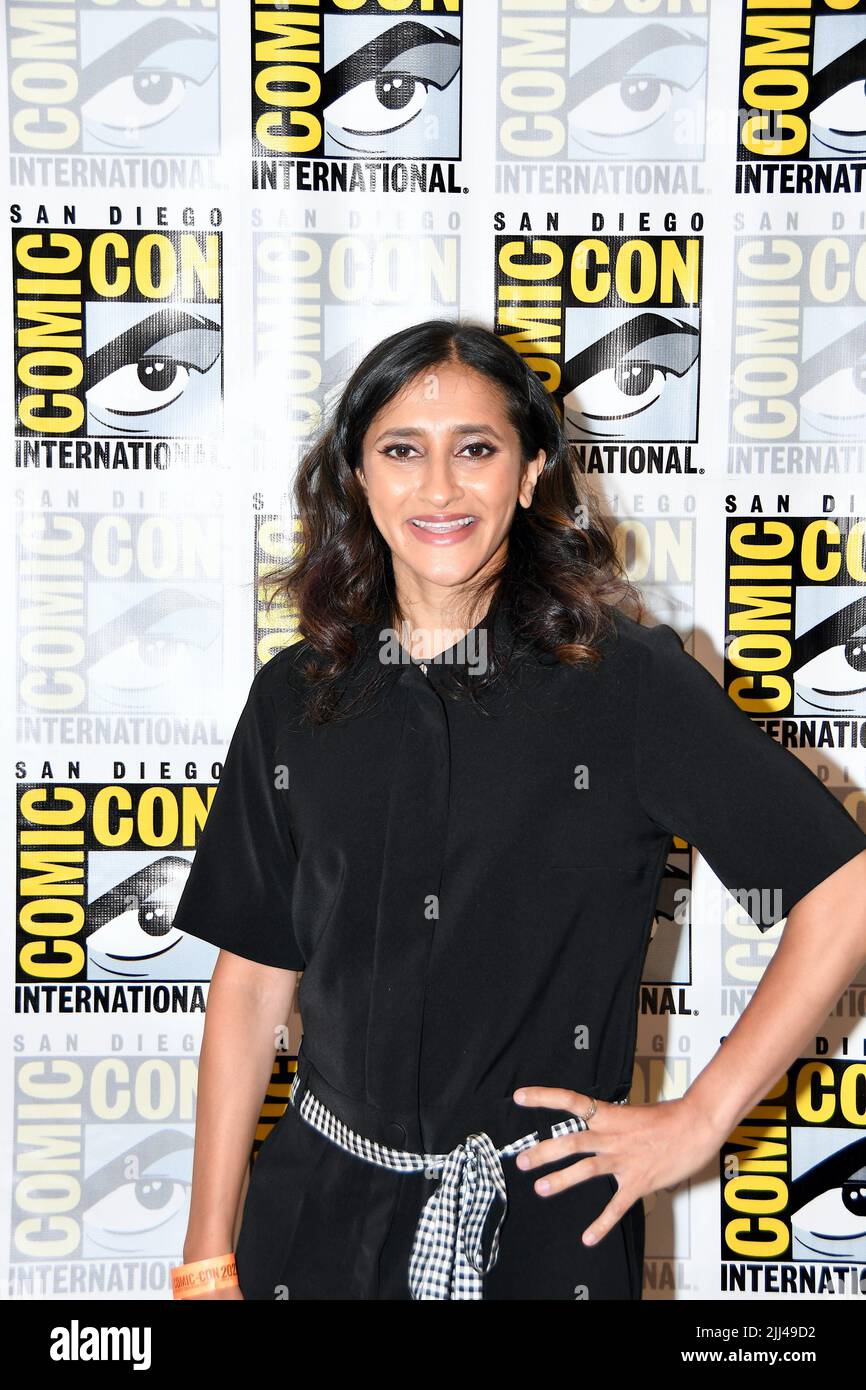 Aparna Nancherla arrival at Disney’s photocall for ‘The Great North’ at the Hilton Bayfront at San Diego International Comic-Con day two held on July Stock Photo