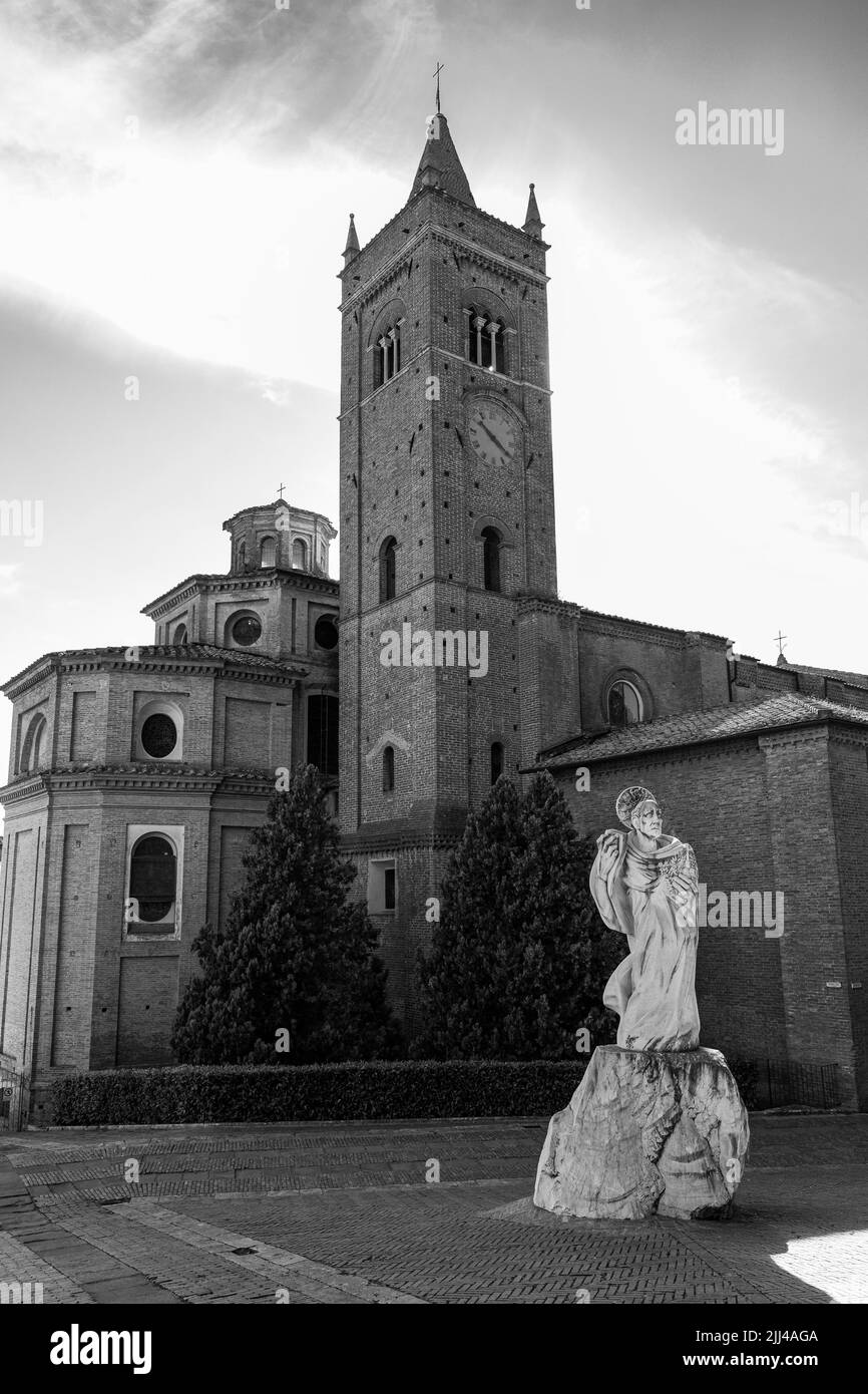 Benedictine monastery, Abbey Monte Oliveto Maggiore, black and white photograph, near Buonconvento, Tuscany, Italy Stock Photo