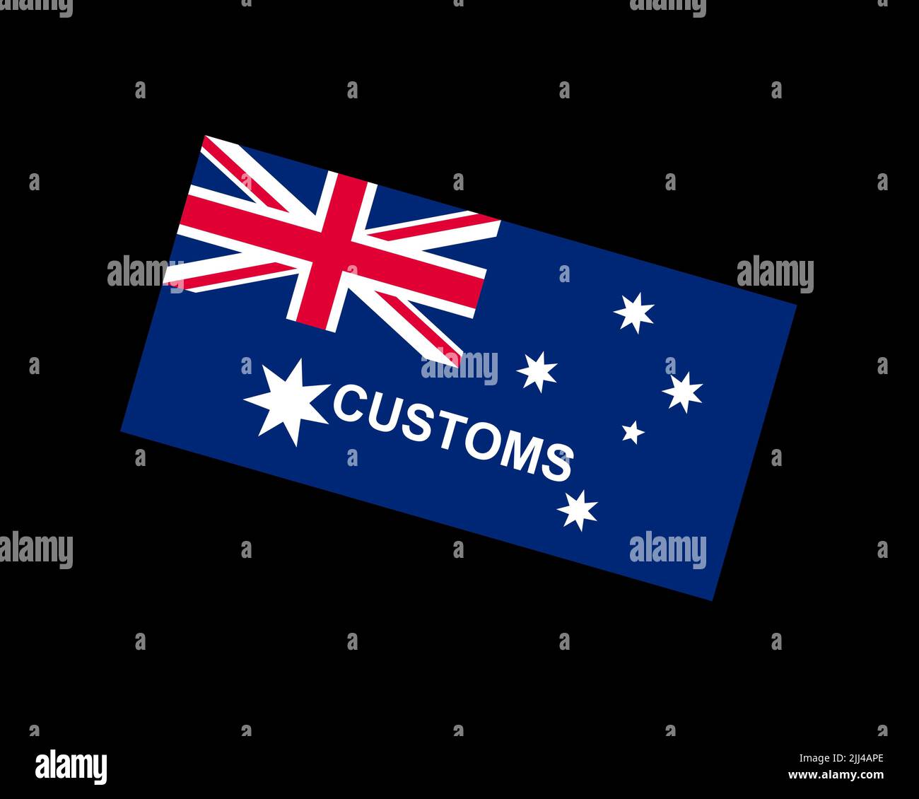 Australian Customs Service, rotated logo, black background B Stock