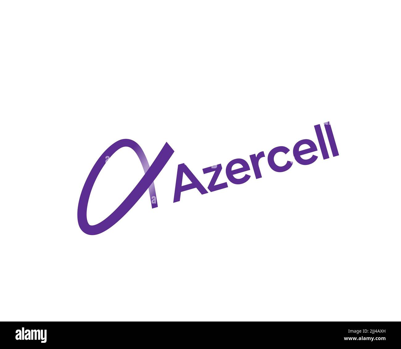 Azercell, rotated logo, white background Stock Photo