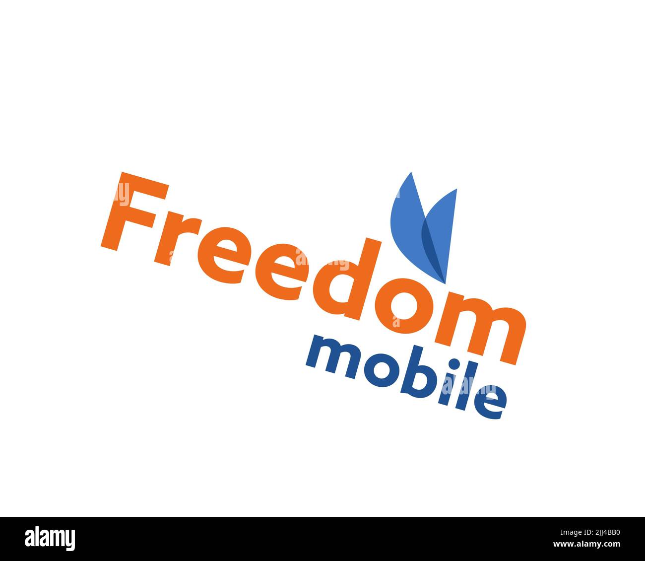 Freedom Mobile, gedrehtes Logo, Weisser Hintergrund B Stock Photo - Alamy
