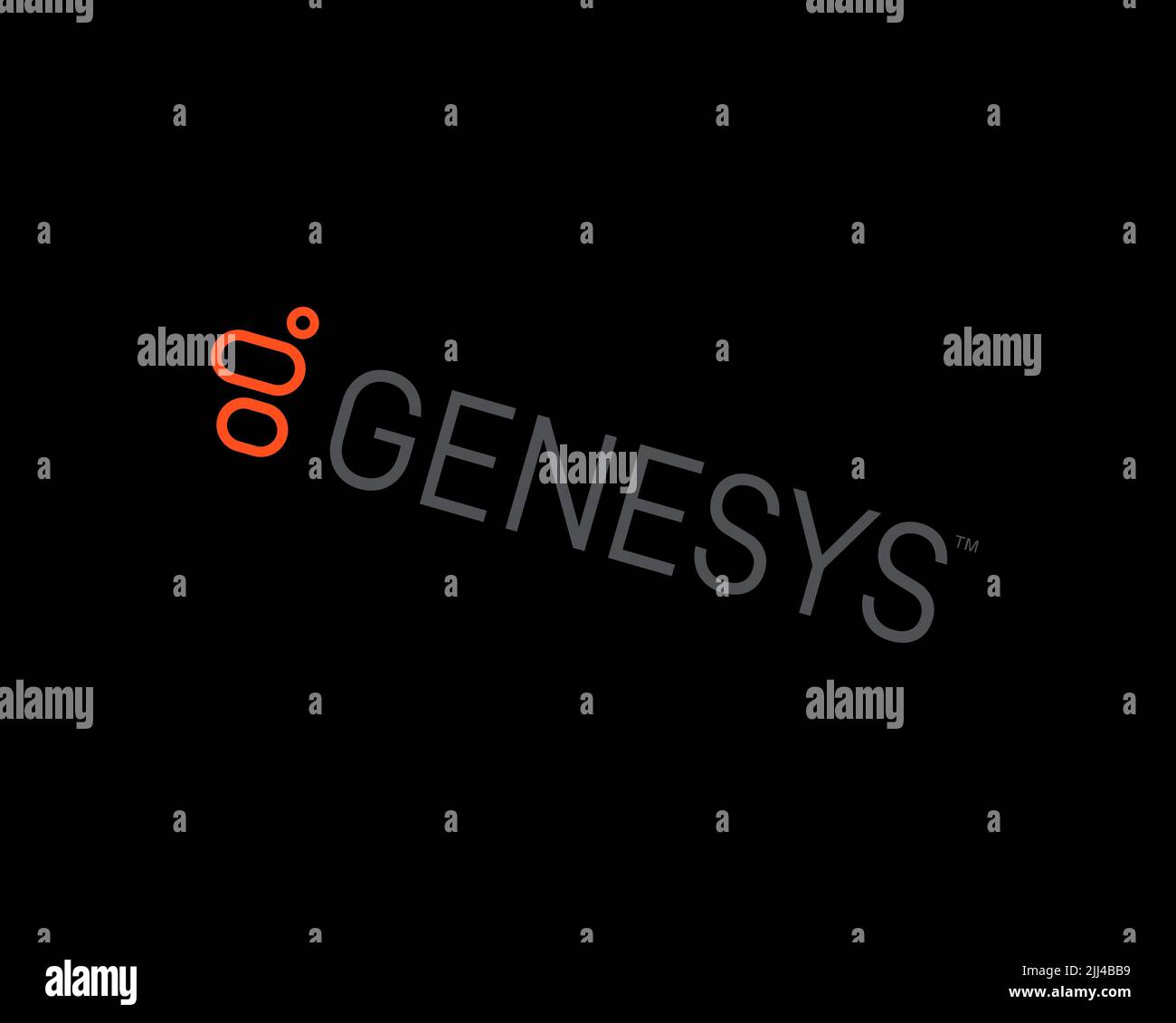 Genesys company, gedrehtes Logo, Schwarzer Hintergrund B Stock Photo