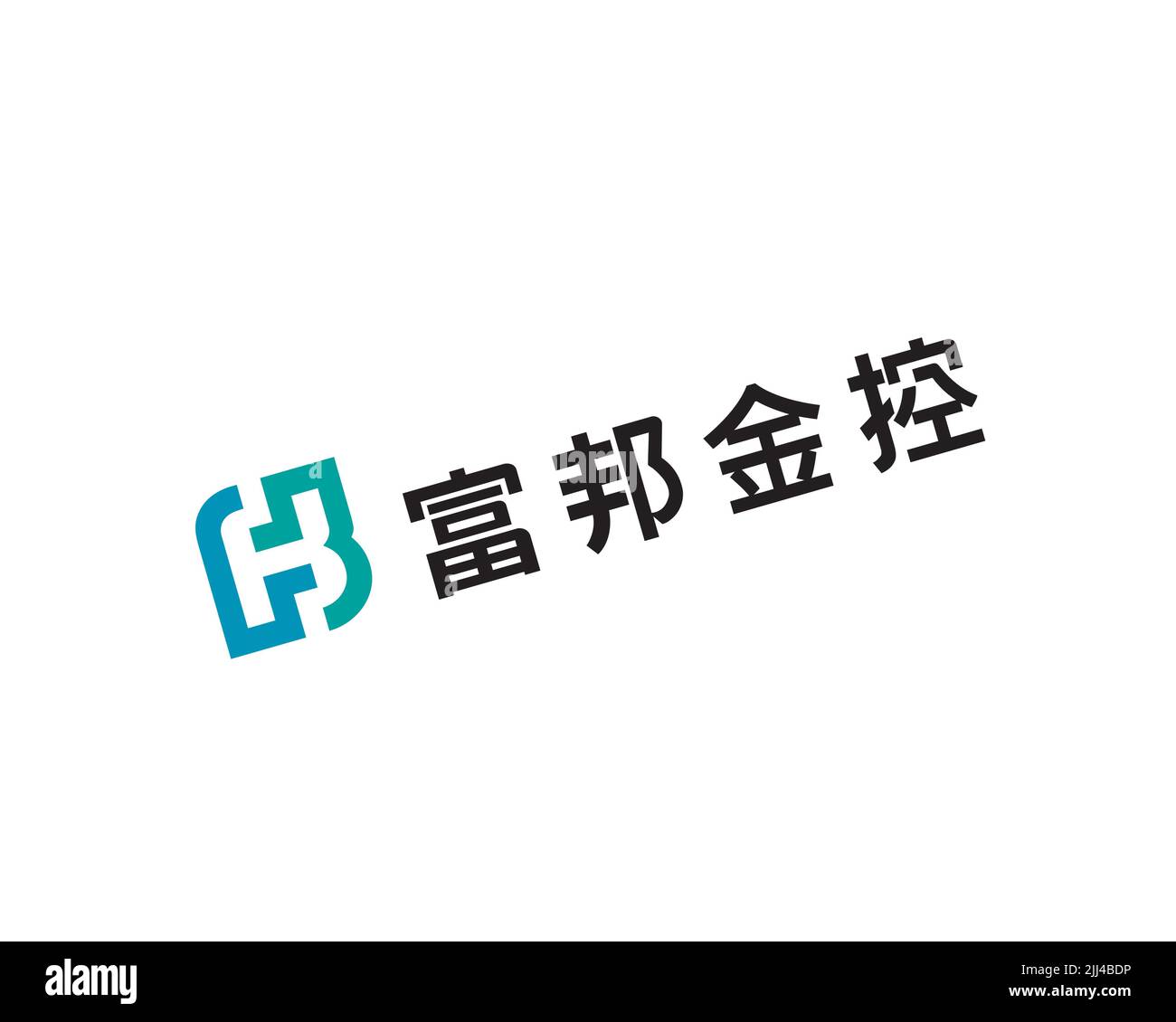 Fubon Financial Holding Co. gedrehtes Logo, Weisser Hintergrund Stock Photo