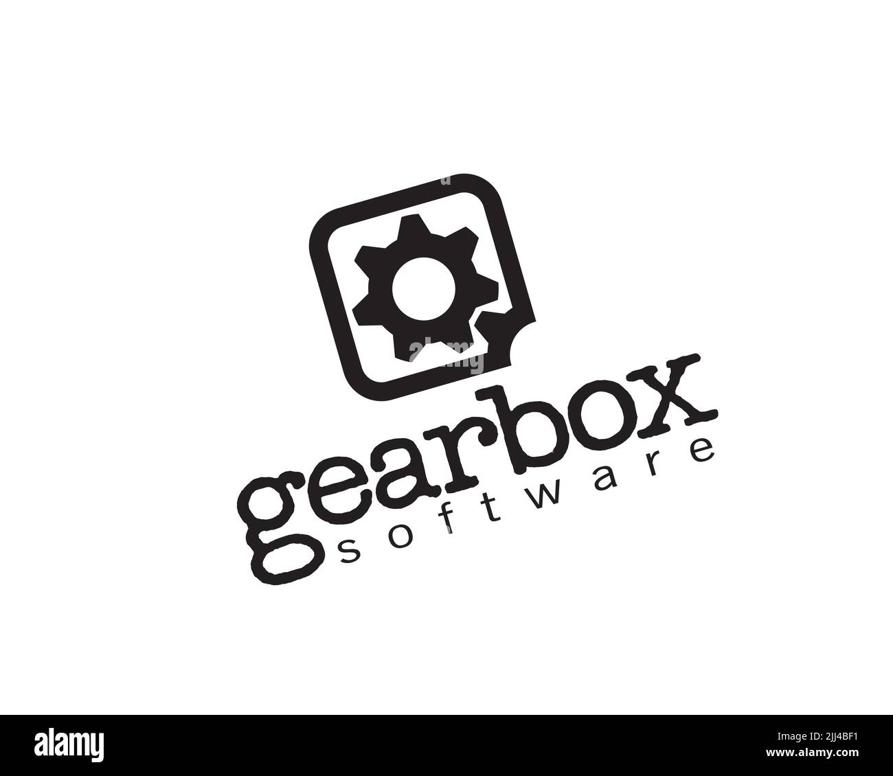 Gearbox Software, gedrehtes Logo, Weisser Hintergrund Stock Photo Alamy