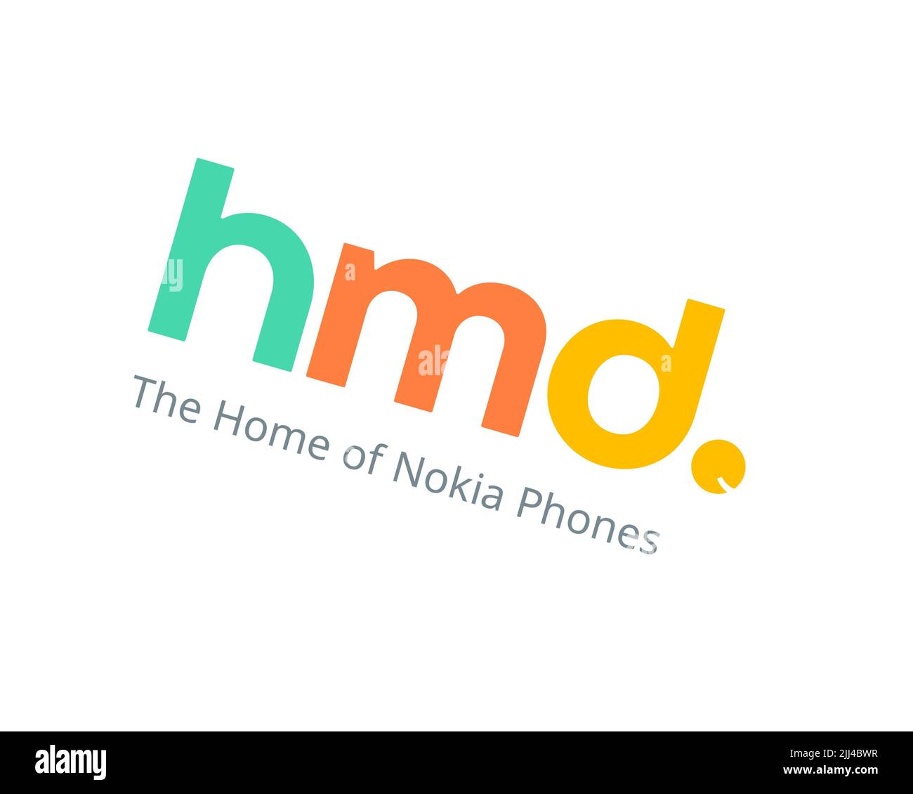 HMD Global, rotated logo, white background B Stock Photo