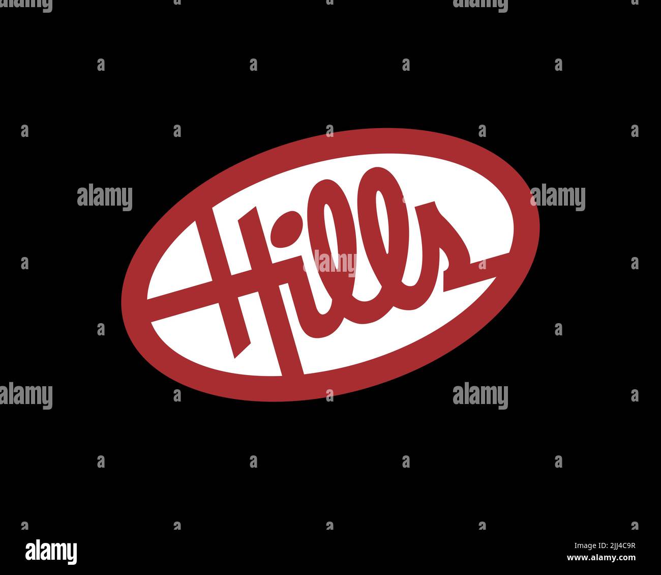 Hills store, gedrehtes Logo, Schwarzer Hintergrund Stock Photo - Alamy
