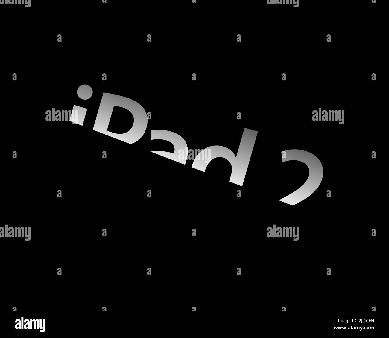 IPad 2, rotated logo, black background B Stock Photo
