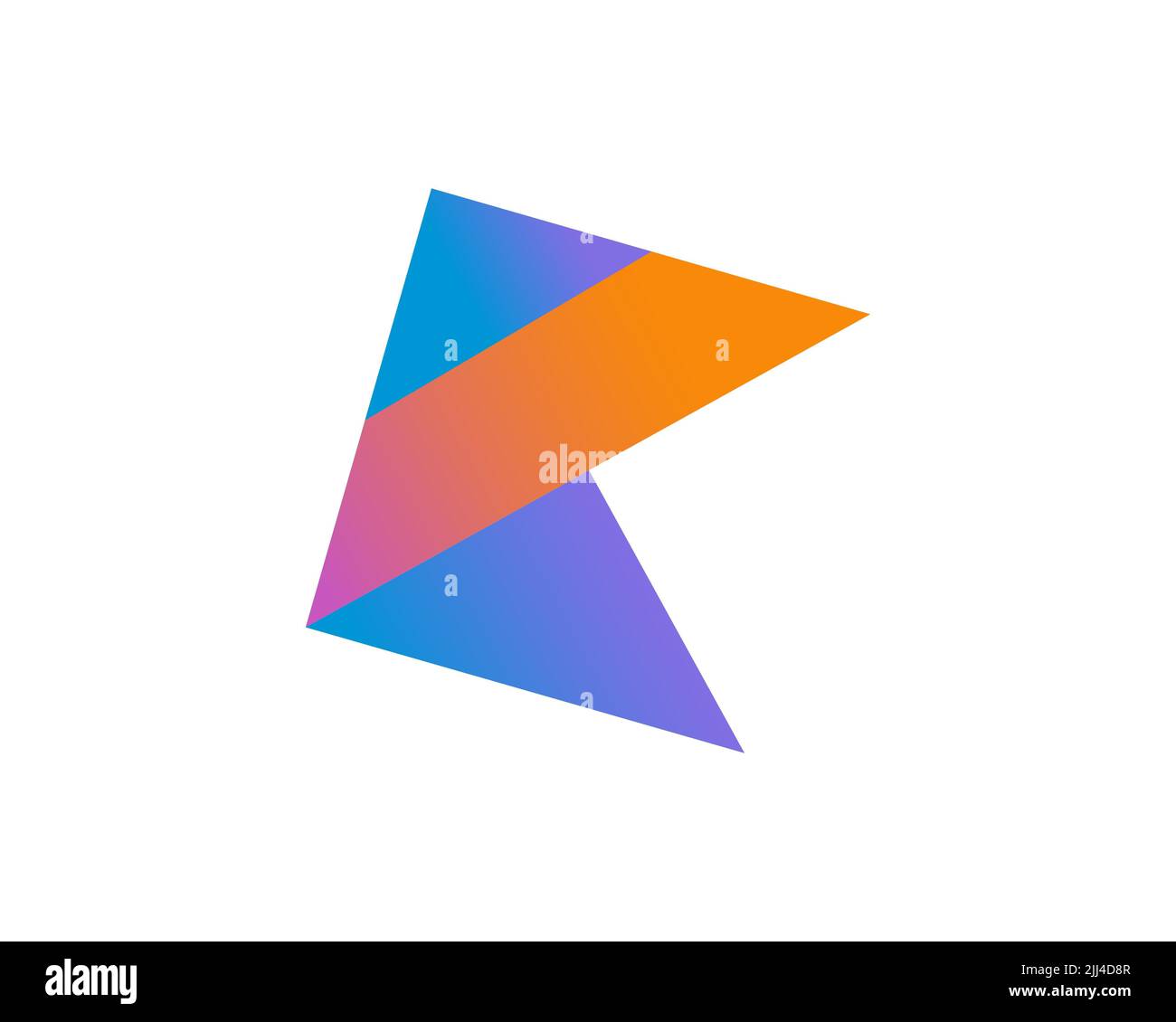 Kotlin programming language rotated logo white background b stock