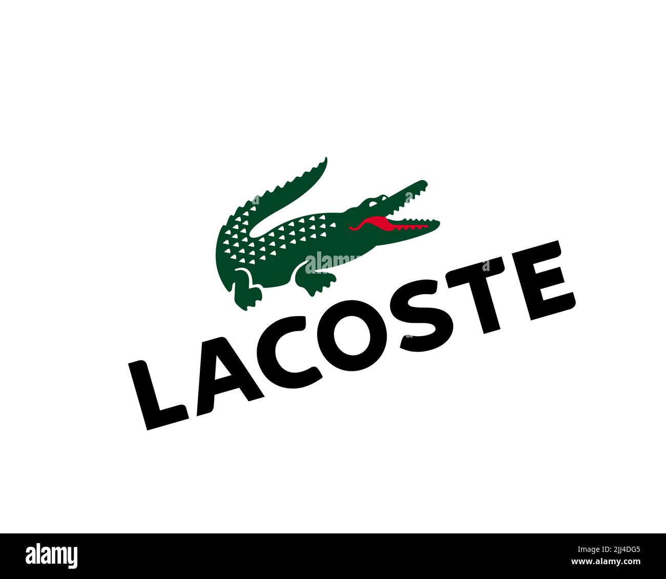 Lacoste, Rotated Logo, White Background Stock Photo