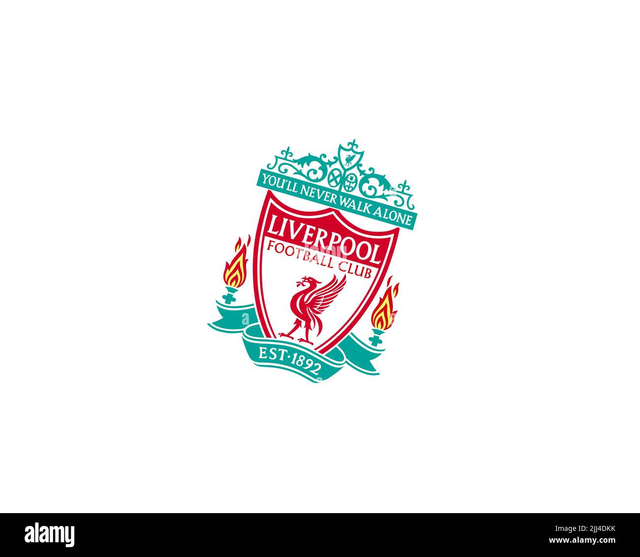 Liverpool F. C. Rotated Logo, White Background B Stock Photo