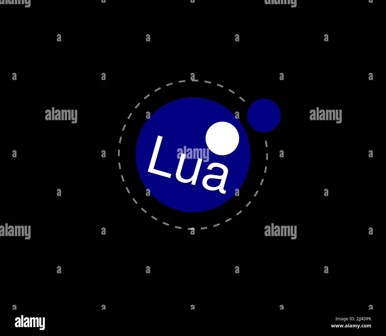 Lua programming language, rotated logo, black background B Stock Photo ...