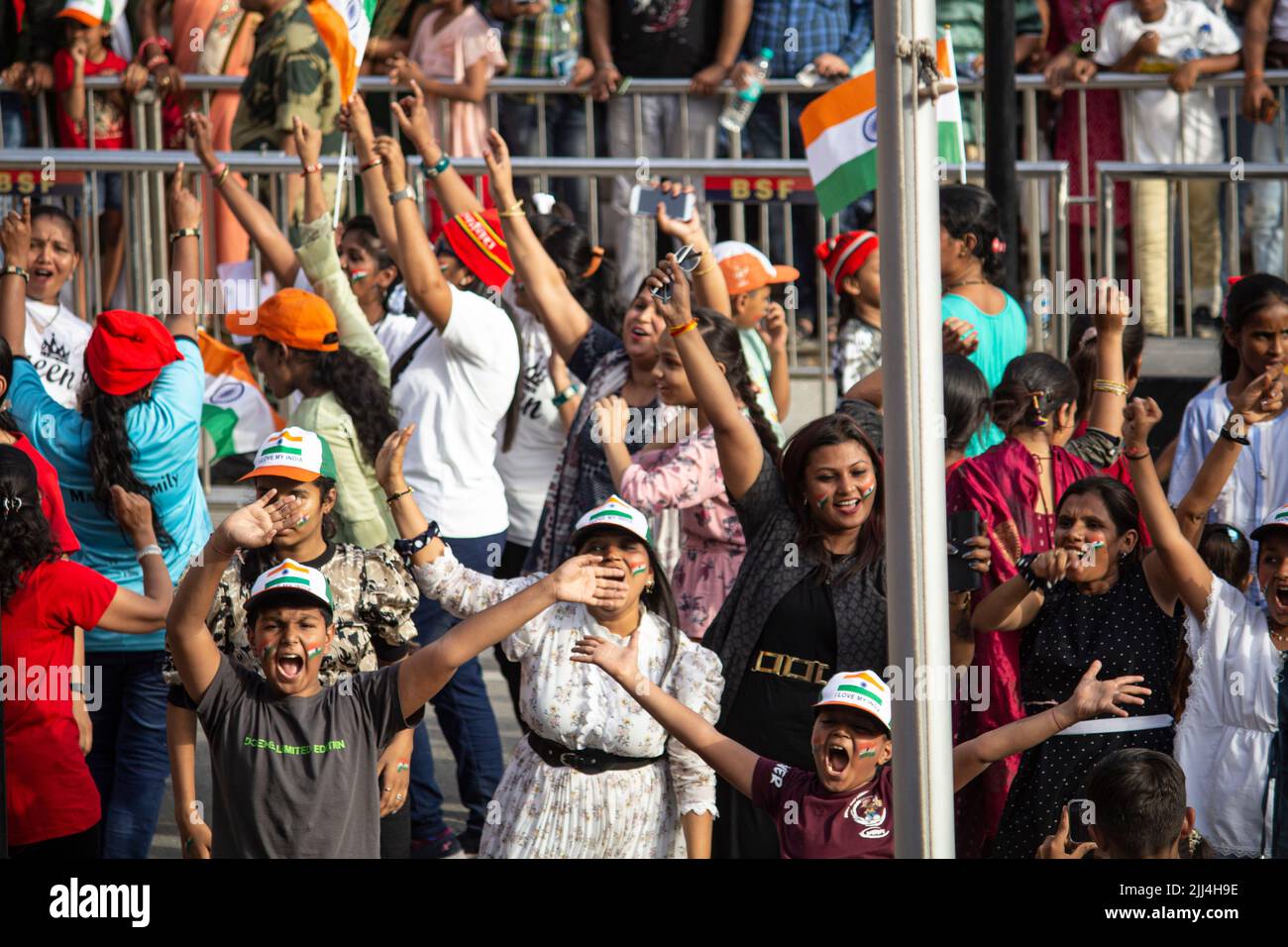The lowering of the flags ceremony at the AttariWagah border is a