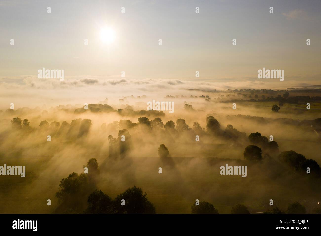 Teesdale, County Durham, UK. 23rd July 2022. UK Weather.  It was a foggy start to the day in Teesdale, County Durham.  As the fog clears sunny spells will develop, however it is expected to become cloudy as the day progresses with heavy rain expected overnight. Credit: David Forster/Alamy Live News Stock Photo