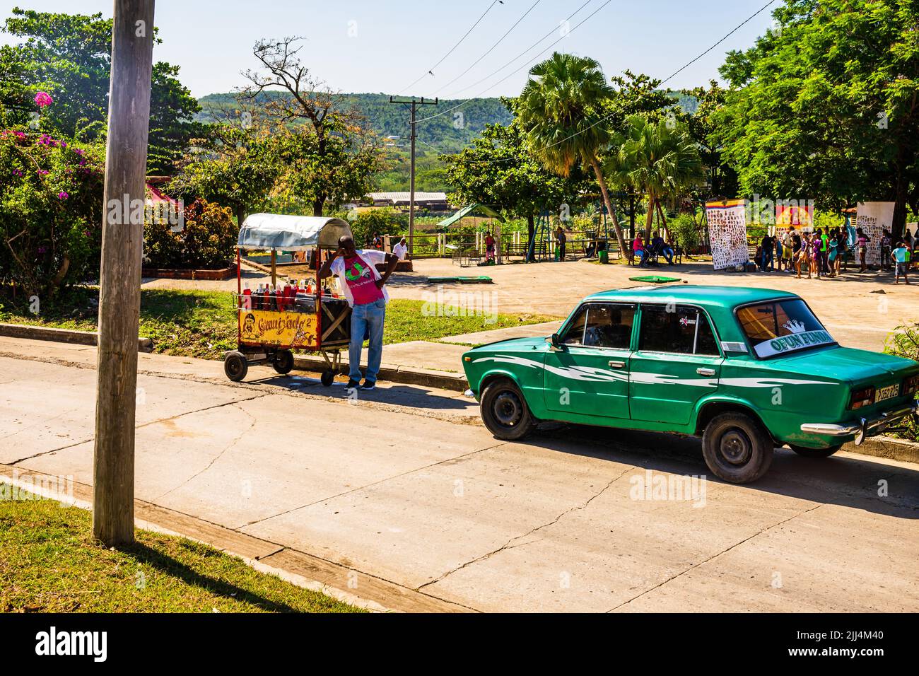 Classic American car used as private taxi in Havana, Cuba, 2022 Stock