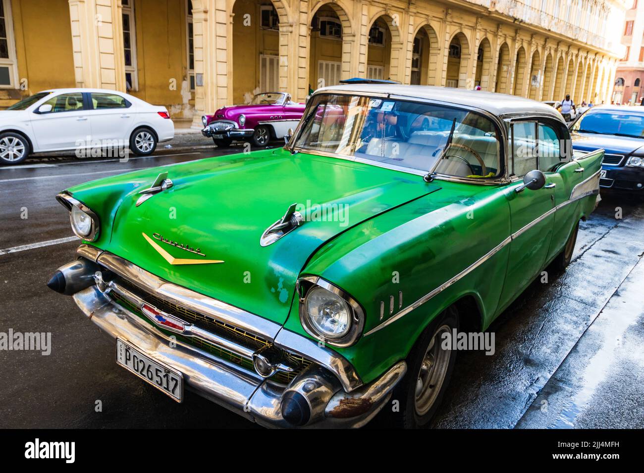 Classic American car used as private taxi in Havana, Cuba, 2022 Stock