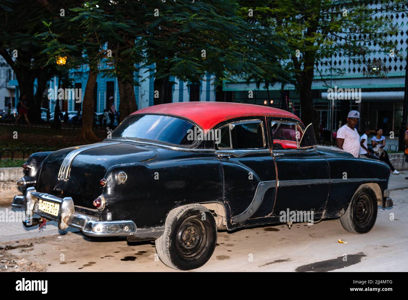 Classic American car used as private taxi in Havana, Cuba, 2022 Stock