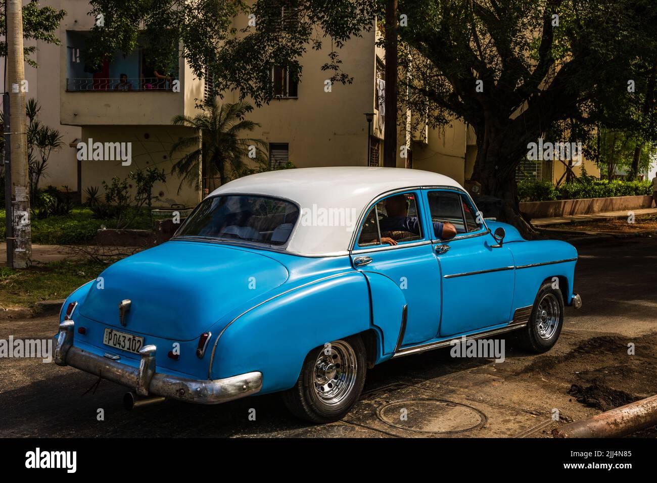 Classic American car used as private taxi in Havana, Cuba, 2022 Stock