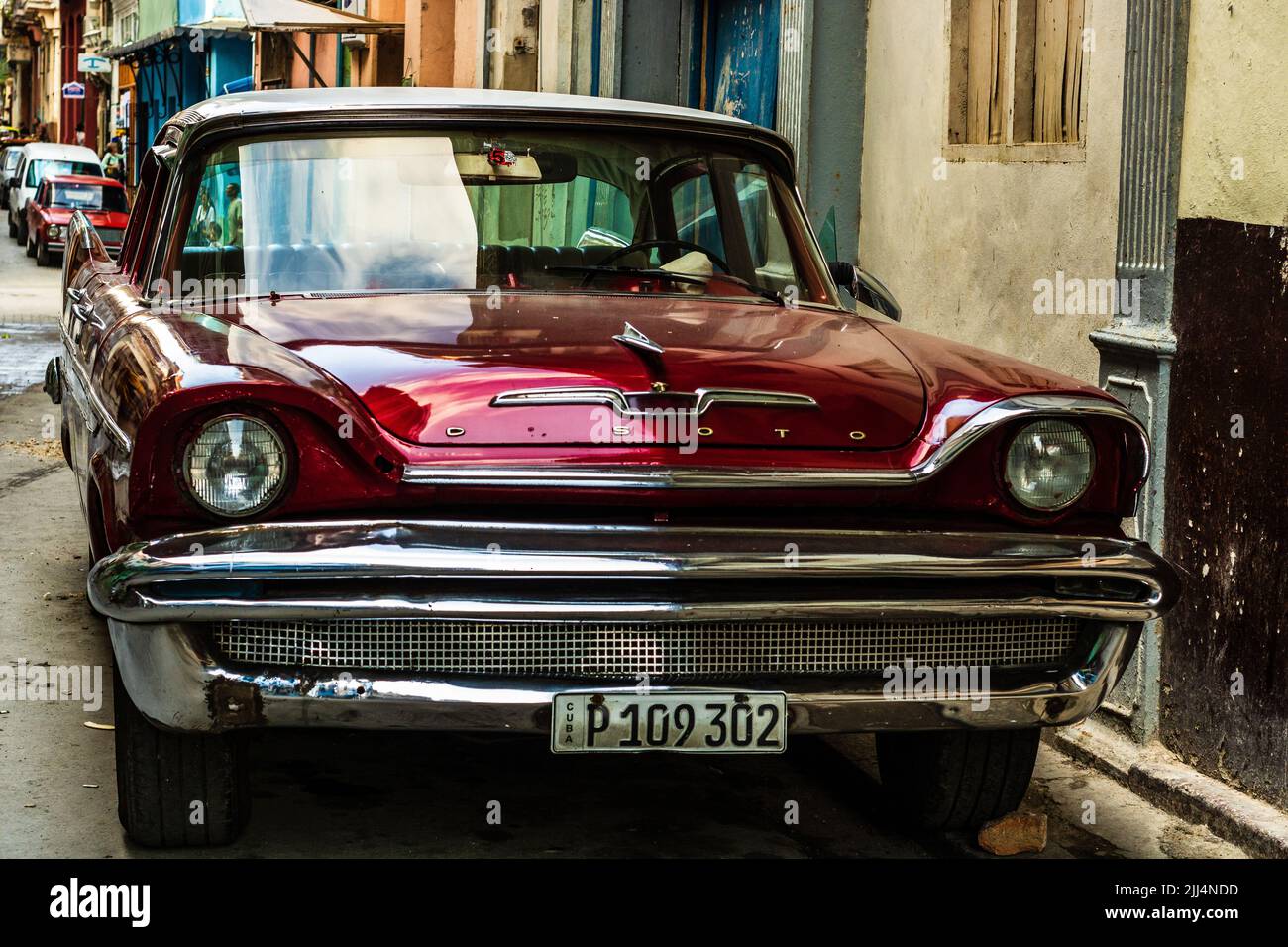 Classic American car used as private taxi in Havana, Cuba, 2022 Stock