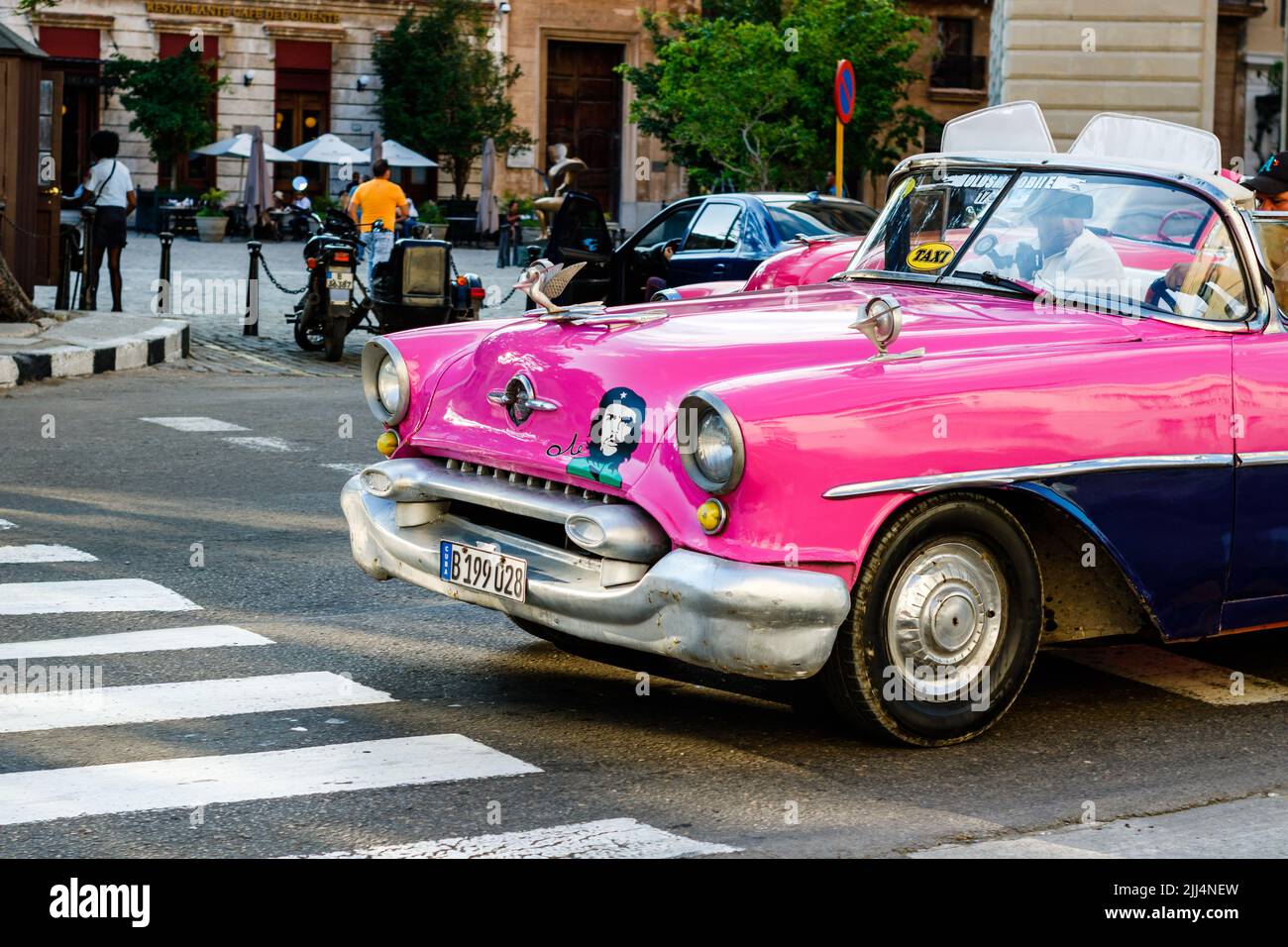 Classic American car used as private taxi in Havana, Cuba, 2022 Stock