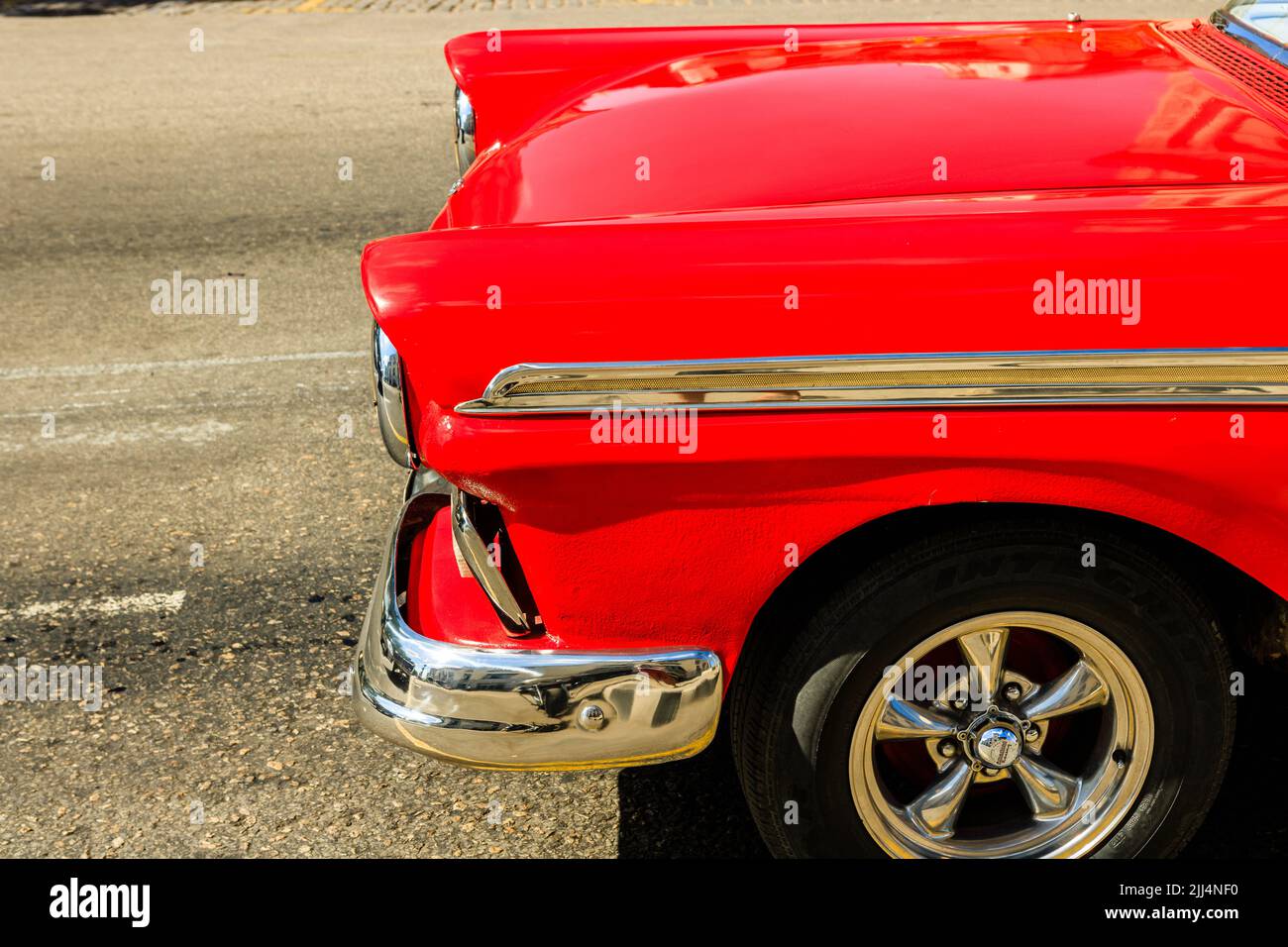 Classic American car used as private taxi in Havana, Cuba, 2022 Stock