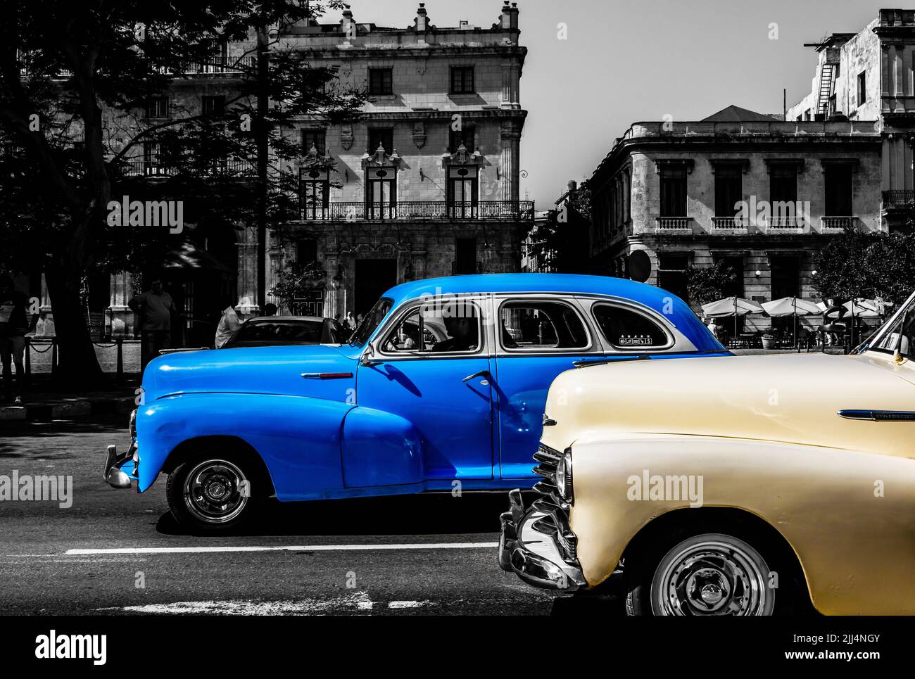 Classic American car used as private taxi in Havana, Cuba, 2022 Stock