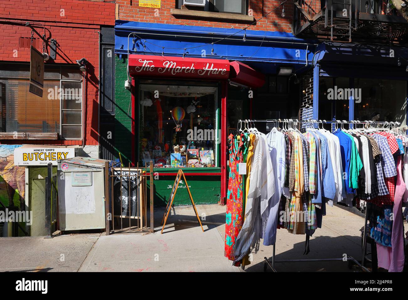 The March Hare, 321 E 9th St, New York, NYC storefront photo of a children's toy store in the East Village neighborhood in Manhattan. Stock Photo