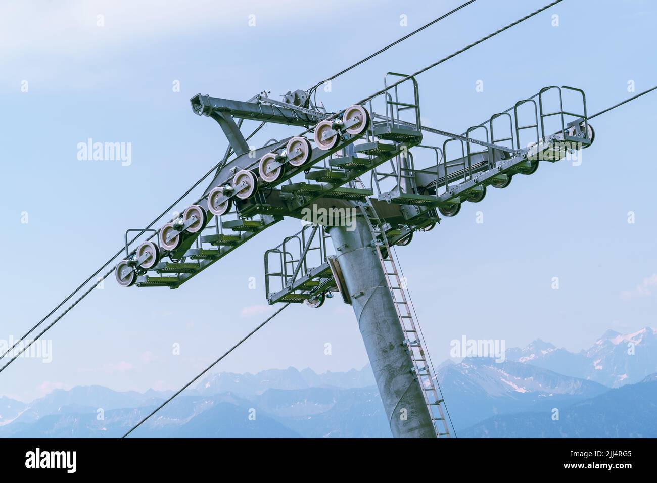 Ski lift mechanism. Metal construction Stock Photo Alamy