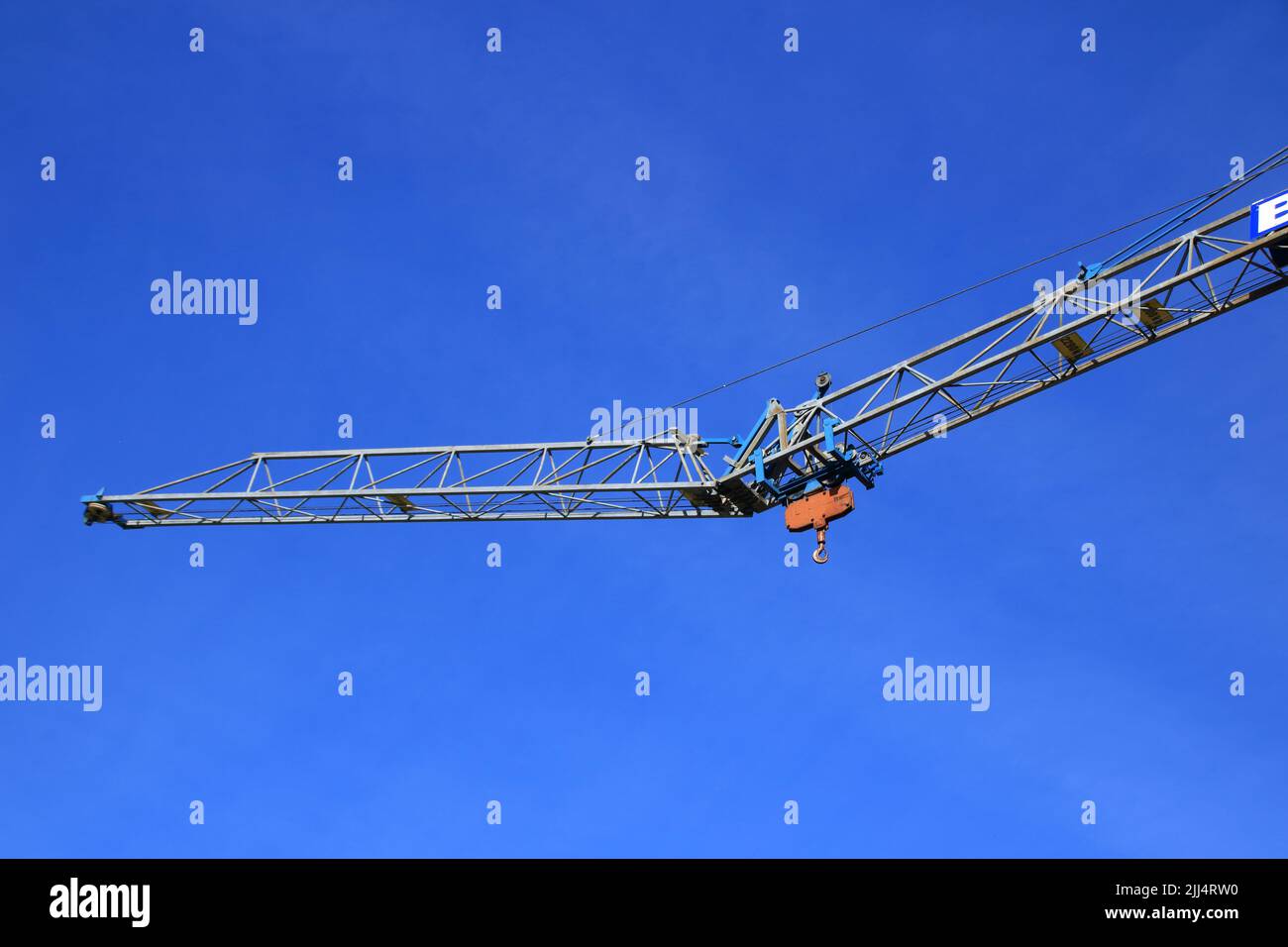 When dismantling a crane, the boom buckles for transport Stock Photo