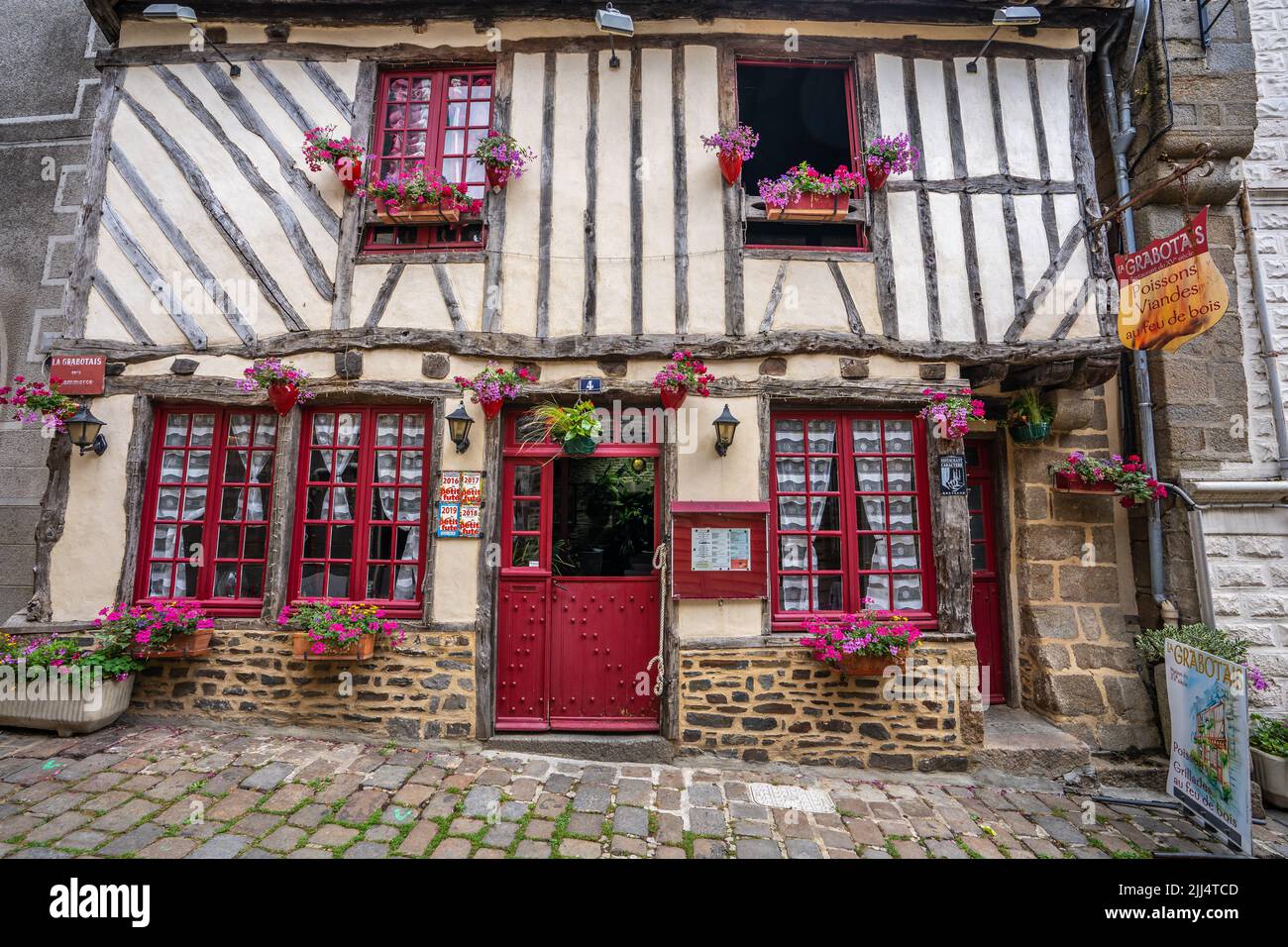 Typical half-timbered houses in the town of Vannes, Brittany Stock Photo