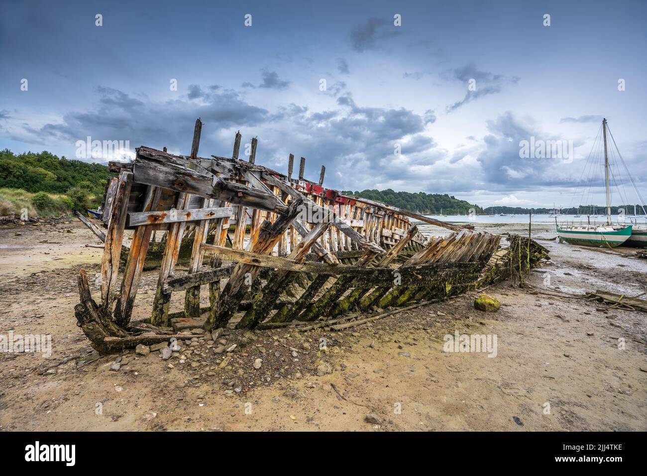 Boat graveyard in Brittany (France) Stock Photo