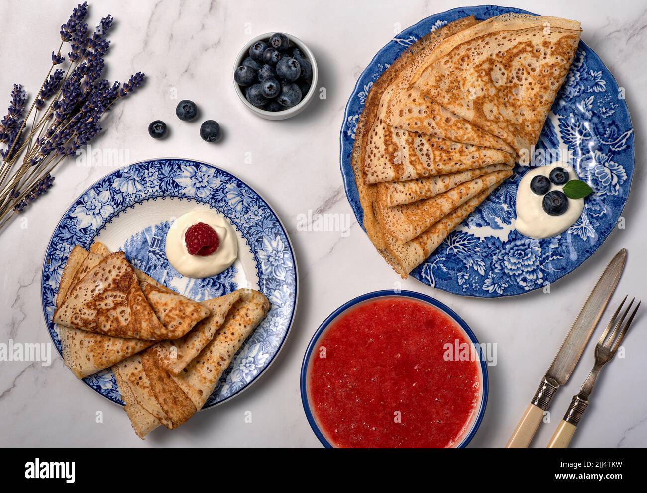 Food photography of pancake, crepe, breakfast Stock Photo
