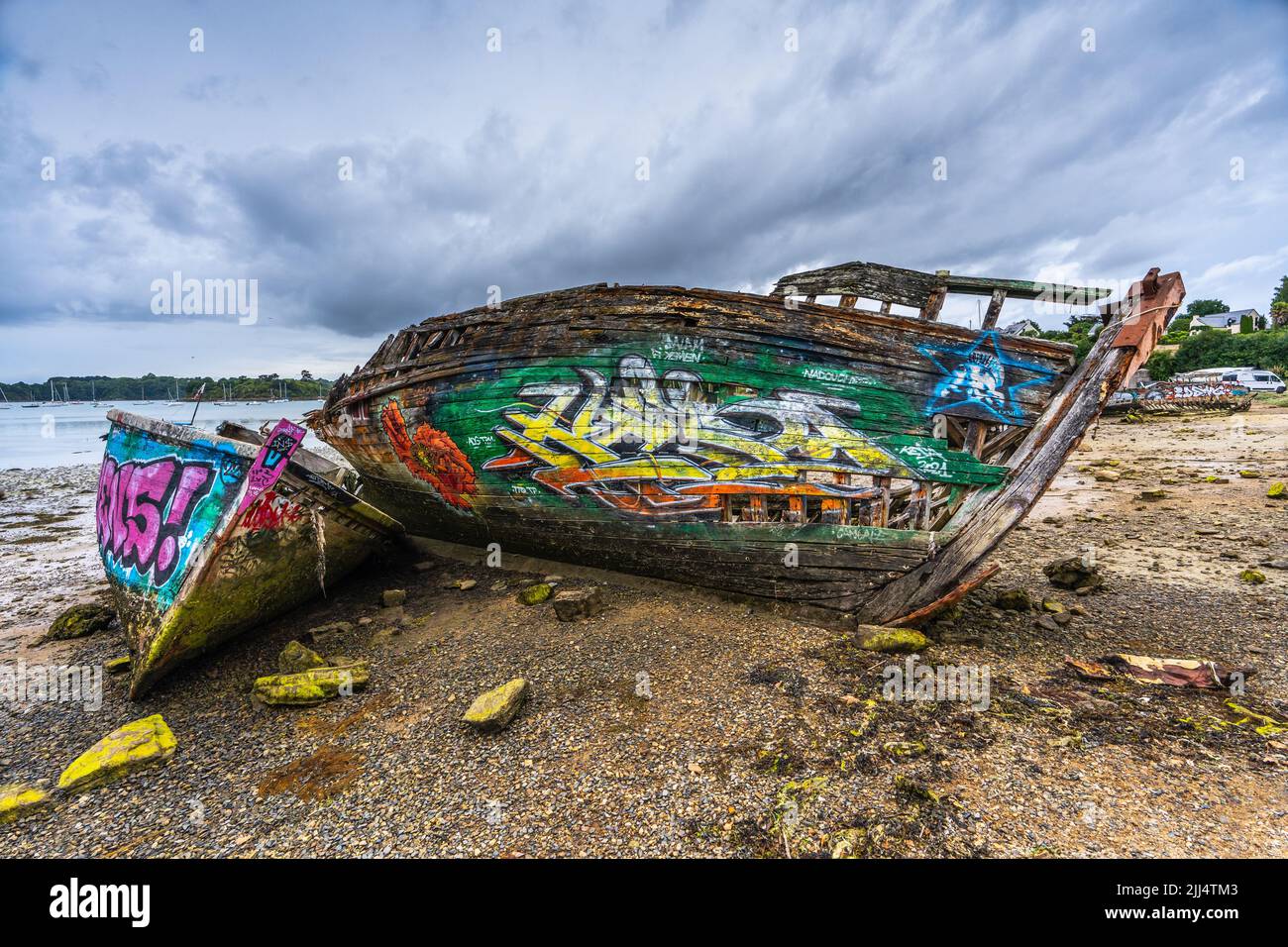 Boat graveyard in Brittany (France) Stock Photo