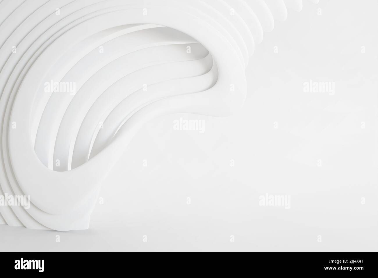 Minimal architecture background. White wave texture soft wallpaper. An element for design. Purity 3d rendering image. Stock Photo