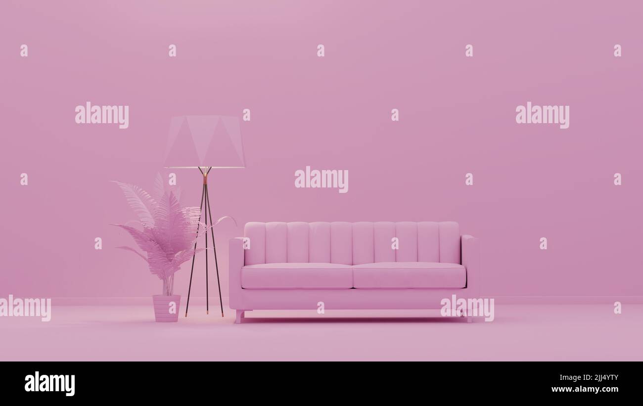 The Interior Of The Room In Plain Monochrome Light Pink Color With Single  Armchair Floor Lamp And Decorative Vases Light Background With Copy Space  3d Rendering Stock Photo - Download Image Now 
