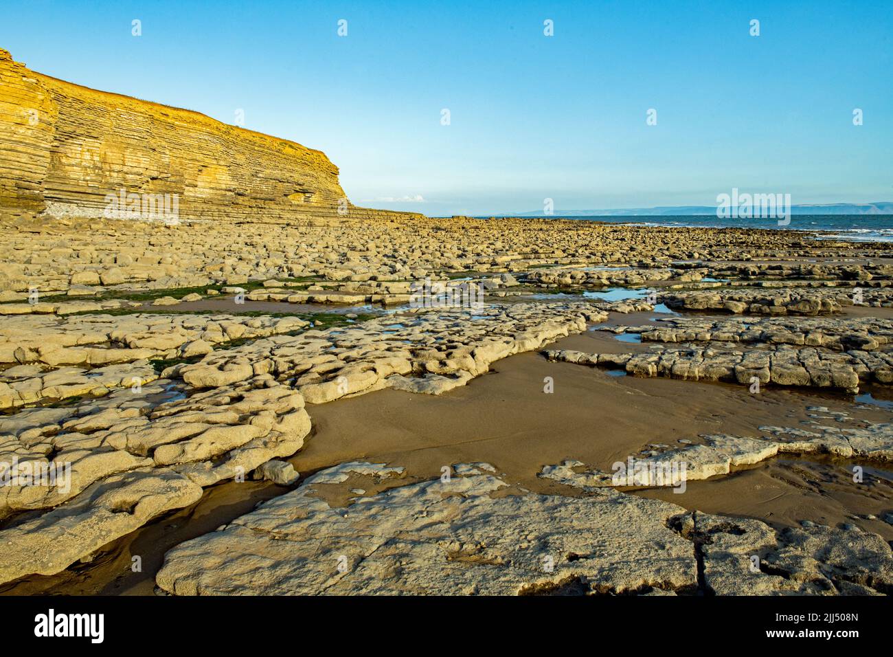 Nash Point Cliffs on a summer evening on the Glamorgan Heritage Coast South Wales Stock Photo