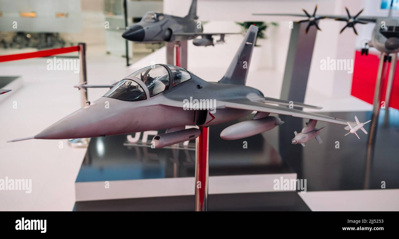 August 30, 2019, Moscow region, Russia. A mock-up of the Chinese Hongdu L-15 combat training aircraft Stock Photo