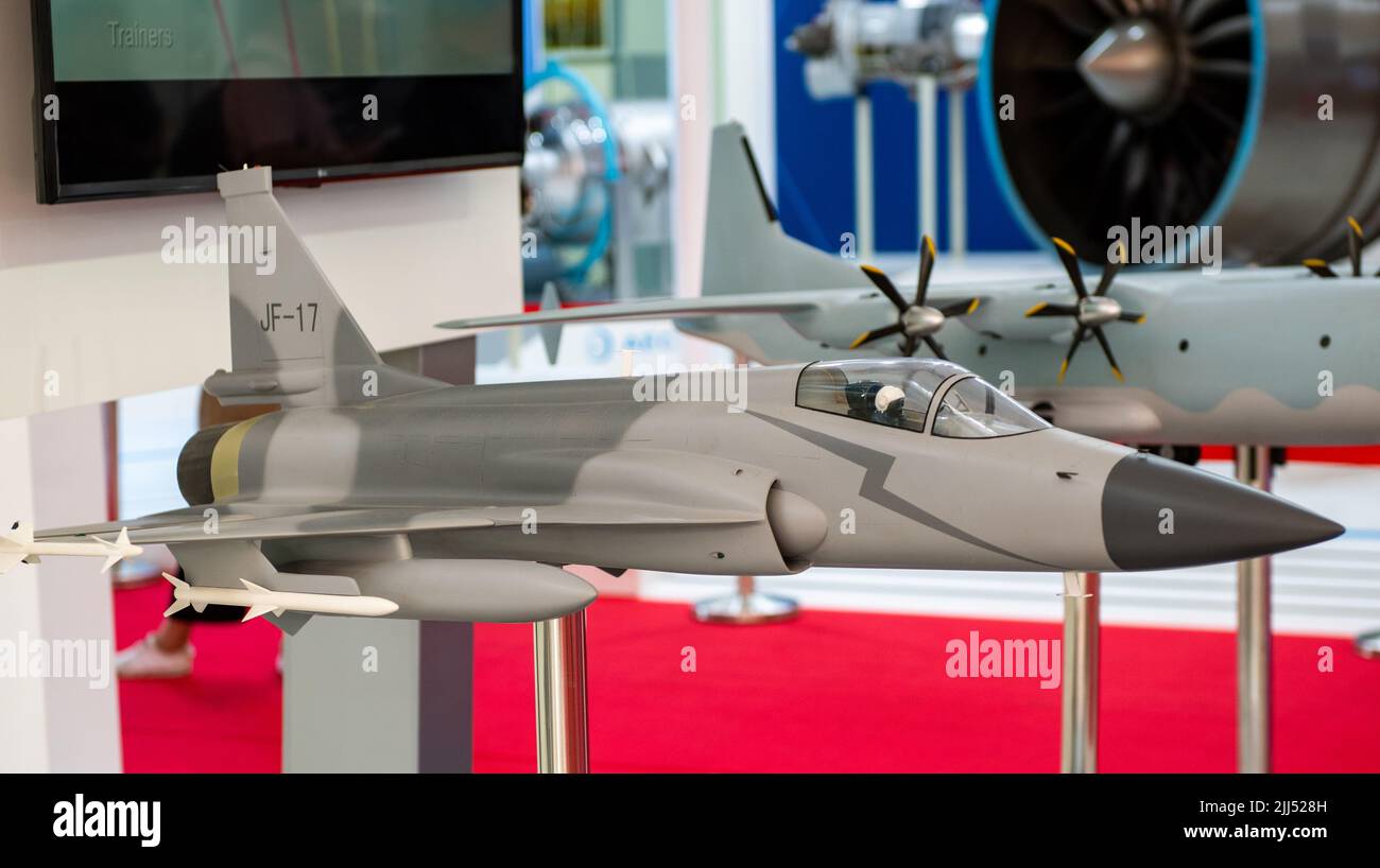 August 30, 2019, Moscow region, Russia. A mock-up of the Chinese-Pakistani Chengdu-1 Xiaolong FC fighter-bomber (JF-17 Thunder) Stock Photo